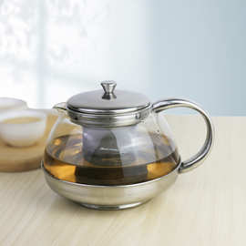 不锈钢茶壶 耐热玻璃泡茶壶 不锈钢过滤冲茶器 咖啡壶 太极壶