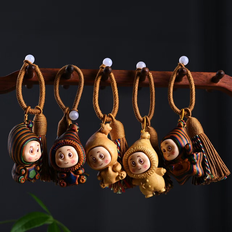 Rainbow Wood Internet Celebrity Healing Series Star Cartoon Cute Tassel Bag Pendant Keychain Toy Pendant Waist Tag Decoration