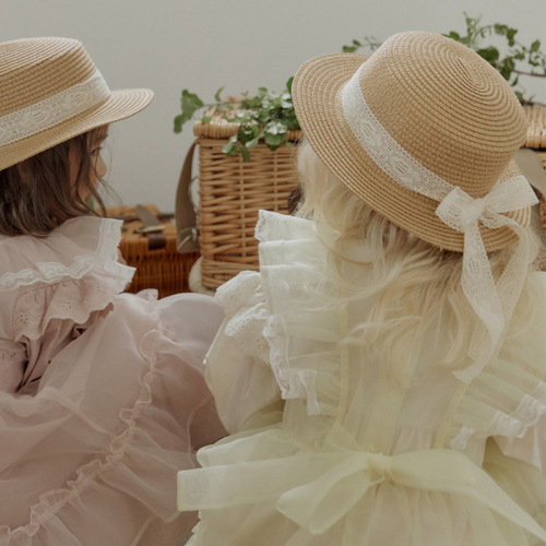 Girls' Dress 2024 Spring Strawberry Style Korean Children's Girls' Fleece Edge French Princess Style Princess Dress Pre-sale