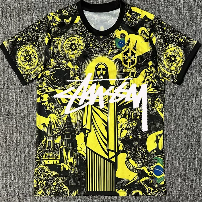 Кросс-бордер Бразильская джерси Stussy Stussy Signature Edition Специальное Издание Коммеморативное Thai версия Тренировочный костюм Футболка костюм