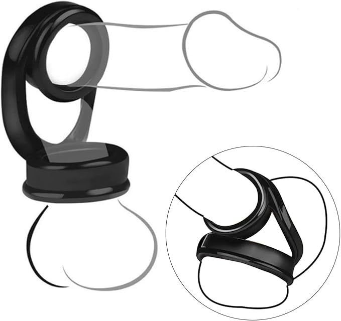 Double Locking Delay Ring, TPE Manual Couples Penis Ring, Black — detail image 4