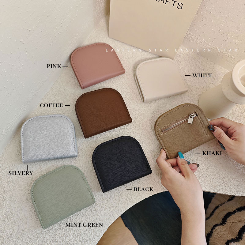 New semicircle mini women's INS solid color all-match coin purse lock LP simple fashion wallet for ladies and students