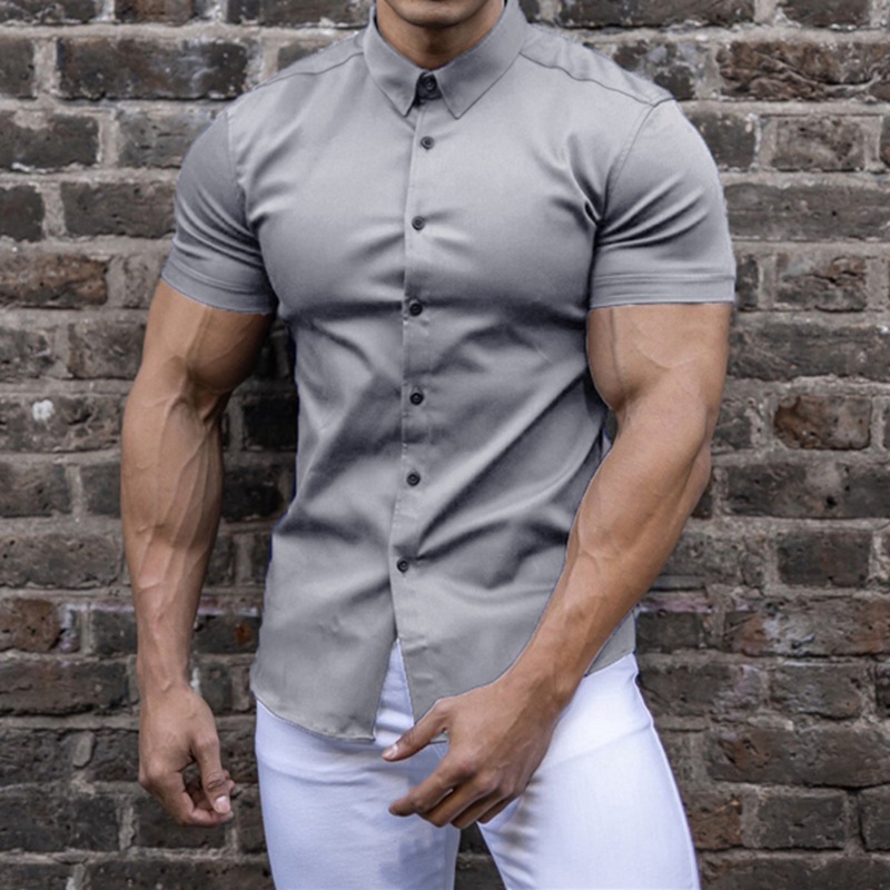 210g Weight Short Sleeve Sleeve Length Single Breasted Placket Type Polyester Fabric Type Regular Top Length Blouse Tops Type Casual Occasion Shirt Collar Neckline Slim Fit Type Solid Color Pattern Summer Season Men's Gender Casual, Formal Style Wholesale Men's Casual Formal Solid Color Short Sleeve Men's Tops 13