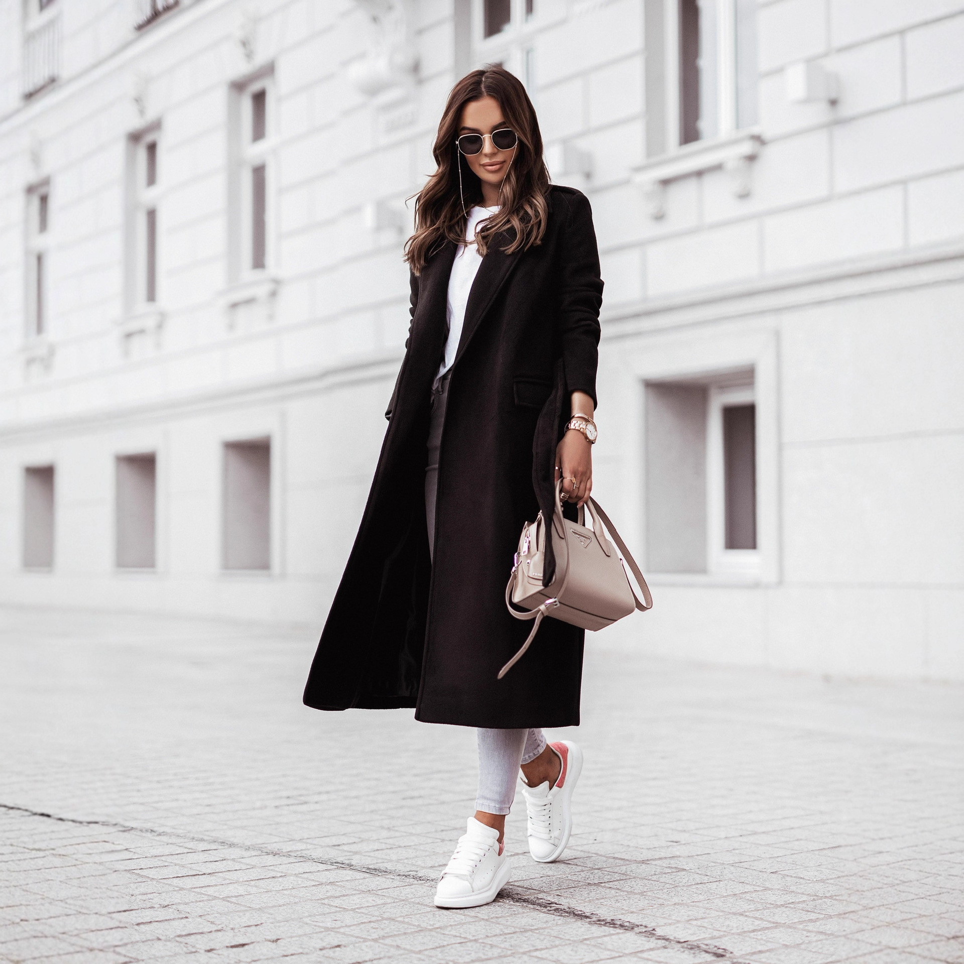 Abrigo de Lana con Cinturón para Mujer de Lana y Poliéster Elegante para Otoño e Invierno
