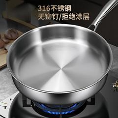 ドイツ 316 ステンレス鋼パン家庭用小型コーティングされていないフライパンノンスティックフライドエッグステーキパン
