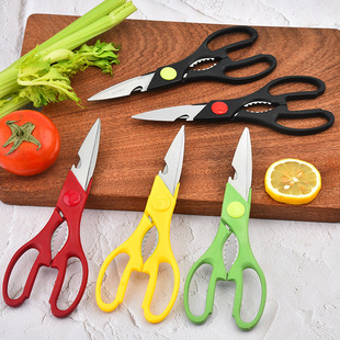 现货不锈钢民用剪家用百货剪纸办公文具剪线头剪双色橡塑多用剪详情5