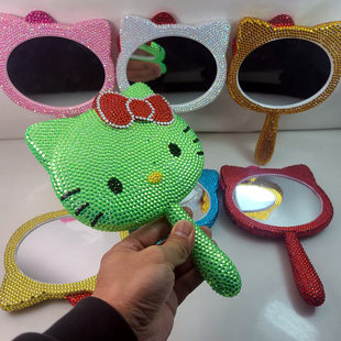 (Cross-border trading), handheld handle, cute mirror, DIY, cat