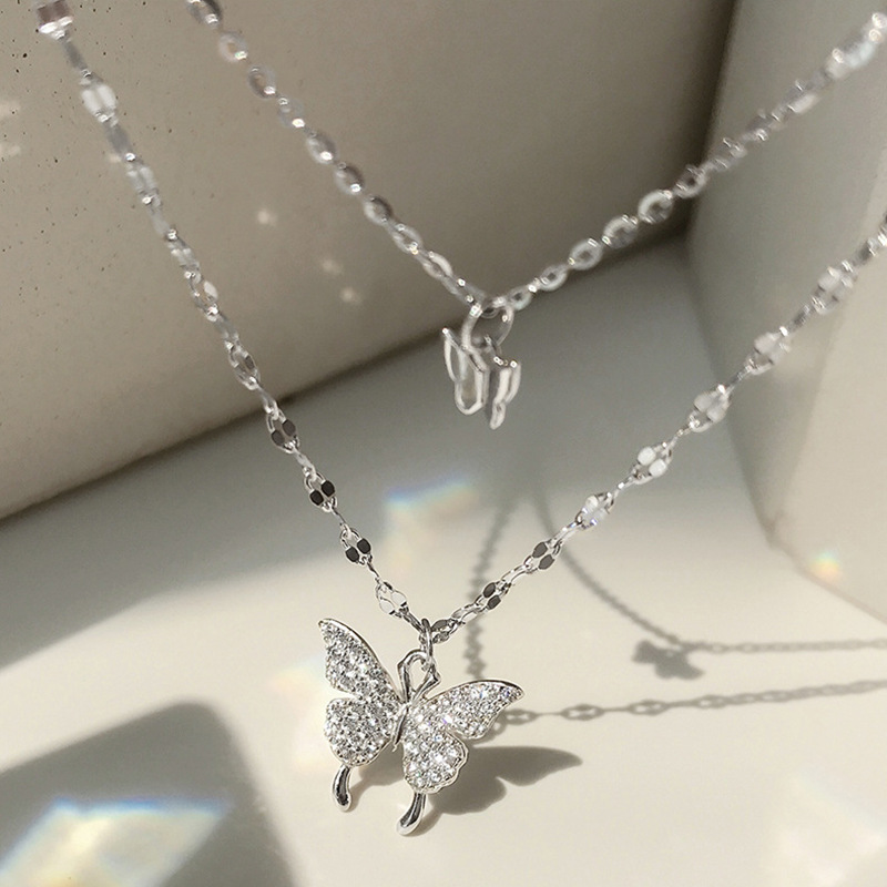South Korea double layered butterfly necklace clavicle chain