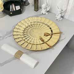 歐美式高顏值創意隔熱餐桌墊輕奢圓形婚慶乾果托盤碟貝殼西餐墊