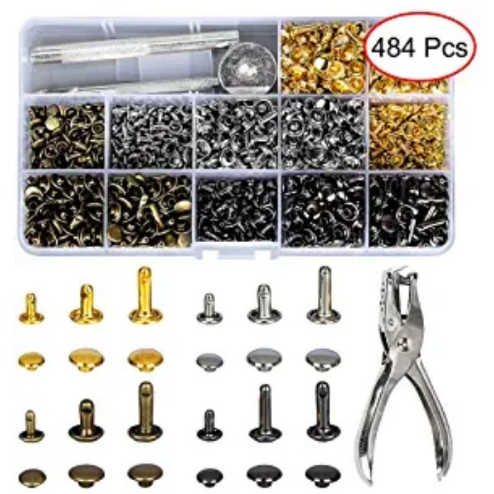 Transfronterizo en caja remache de doble cara 6*6 8*88*12 tres especificaciones cuatro colores traje con punzonado alicates manual