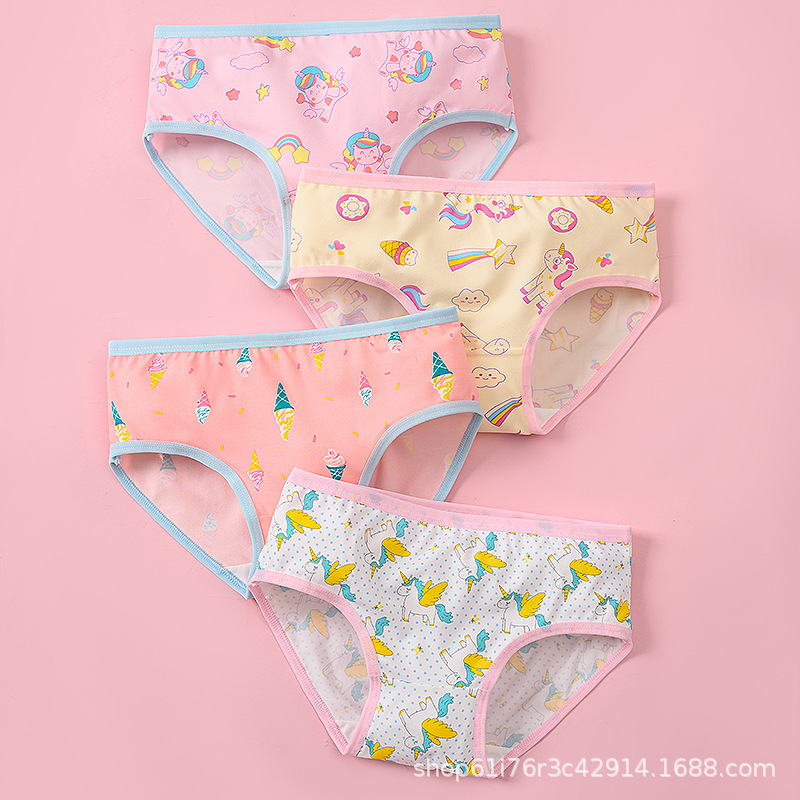 Milk Silk Kidsren's Underwear Girls' Boxer Briefs High-Quality Fabric Cartoon Kidsren's Shorts for Girls Factory Direct Sales