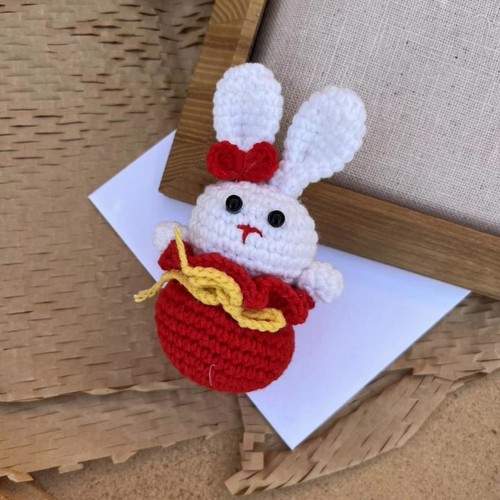  New Crocheted Rabbit Purse Bag Lucky Rabbit Bag Pendant Keychain Car Hanging Cute Cartoon Zodiac Doll