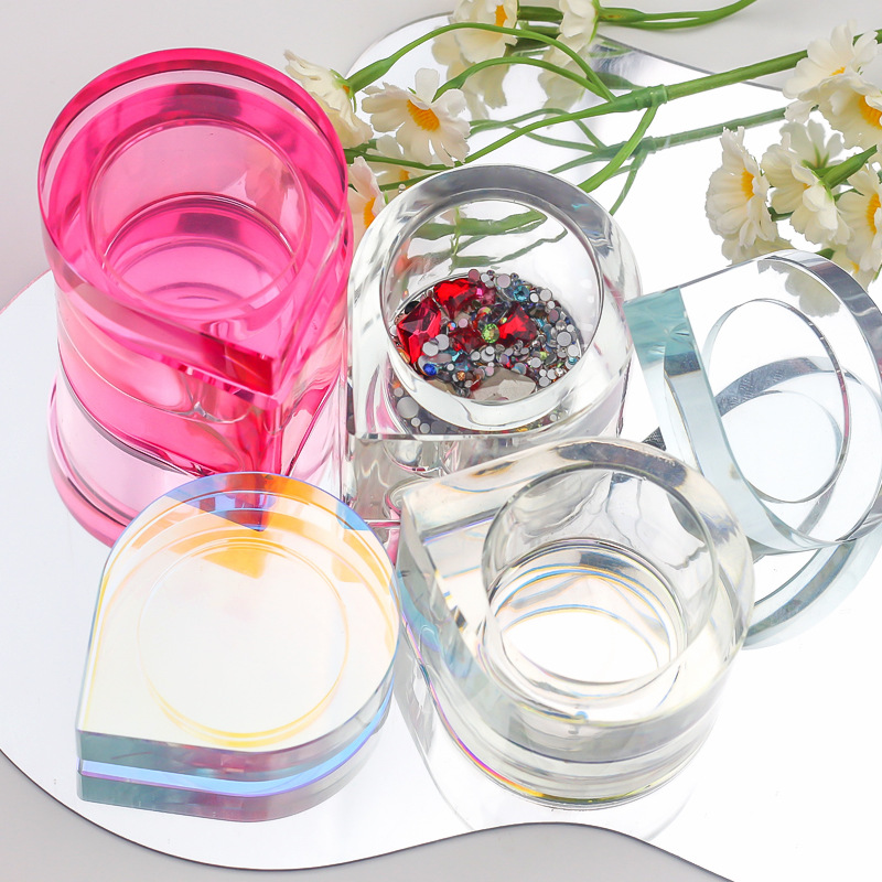 Taza de lavado de lápices de cristal transfronteriza de alta calidad, manicura en forma de gota, taza de cristal gruesa con tapa, taza líquida, color AB