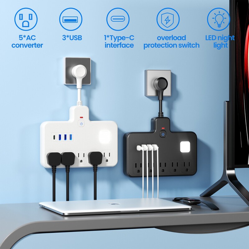 Cross-Border Source Manufacturer American Standard American Standard Converter Led Socket Usb+Type-C Electrical Socket Conversion Plug