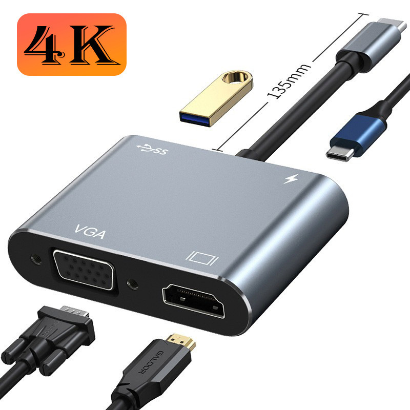 TypeC to HDTV アダプター VGA 高速伝送ハブ 多機能ハブ フォーインワン拡張ドック|undefined