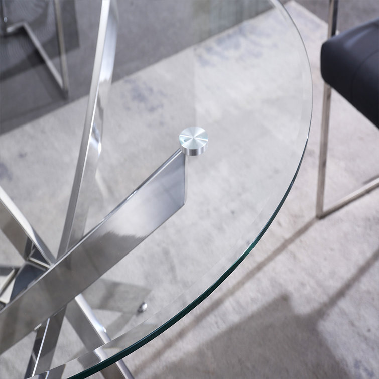 Mesa de comedor de vidrio temperado, mesa de comedor de vidrio redonda, mesa de comedor doméstica de lujo ligera