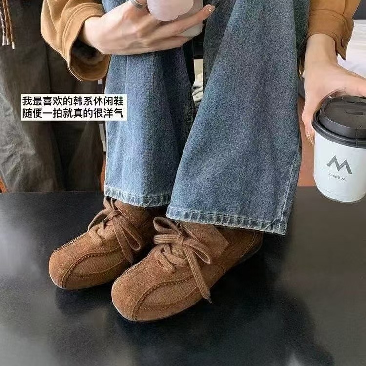 [Sheii Su Yinyin] Busan Blogger ~ Retro Lace-Up Velcro Flats Casual Shoes Women's Ballet Training Shoes