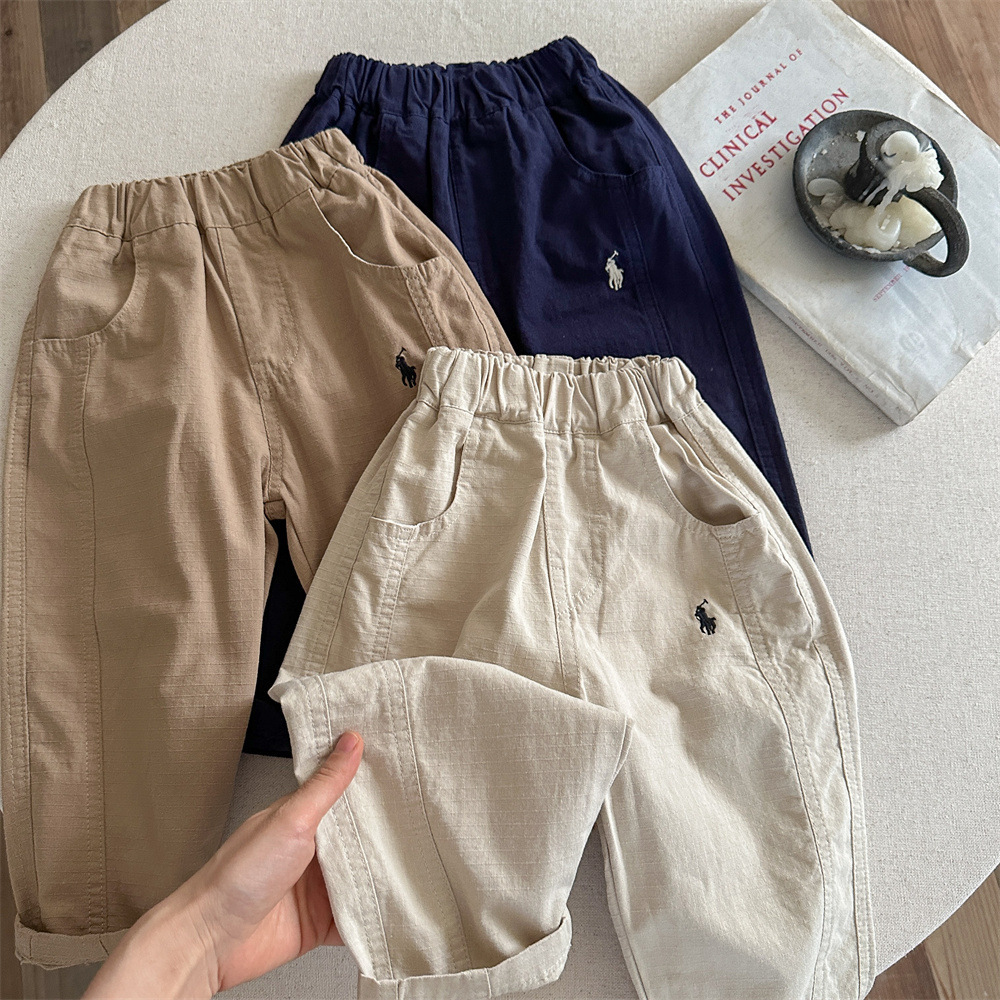 Children's autumn solid color trousers for men and women