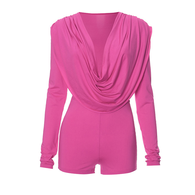 Women Clothing Sexy Swing Collar Sexy Tight Long Sleeve Romper