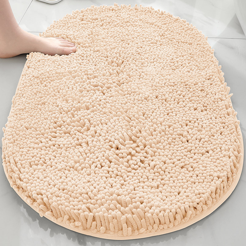 Alfombra absorbente de baño de chenilla ovalada Alfombra de pie de puerta de baño Alfombra antideslizante de entrada de baño Alfombra de dormitorio