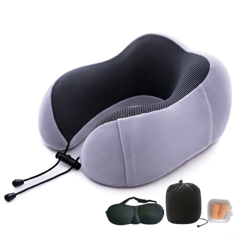 Algodón de memoria transfronteriza almohada de cuello tipo U almohada de columna cervical tela magnética almohada de avión de viaje portátil almohada de cuello almohada de cuello