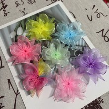 手工diy珍珠纱手缝五瓣花发饰半成品花朵皮筋头花夹子配件材料