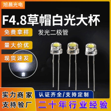 专业可定直插式F4.8灯珠高亮F5草帽白光灯大杯led灯珠发光二极管
