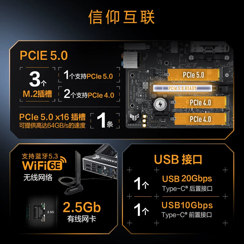 Материнская плата ASUS TUF GAMING B850M PLUS WIFI тяжелый боевая версия, совместима с 9700X/9800X3D
