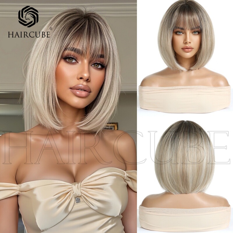 Pure Desire Short Bobo Short Straight Hair with Bangs Gradient Dyed Asian Style Atmosphere Chemical Fiber Mechanism Headgear Wig Headgear Pure Desire Short Bobo Short Straight Hair with Bangs Gradient Dyed Asian Style Atmosphere Chemical Fiber Mechanism Headgear Wig Headgear