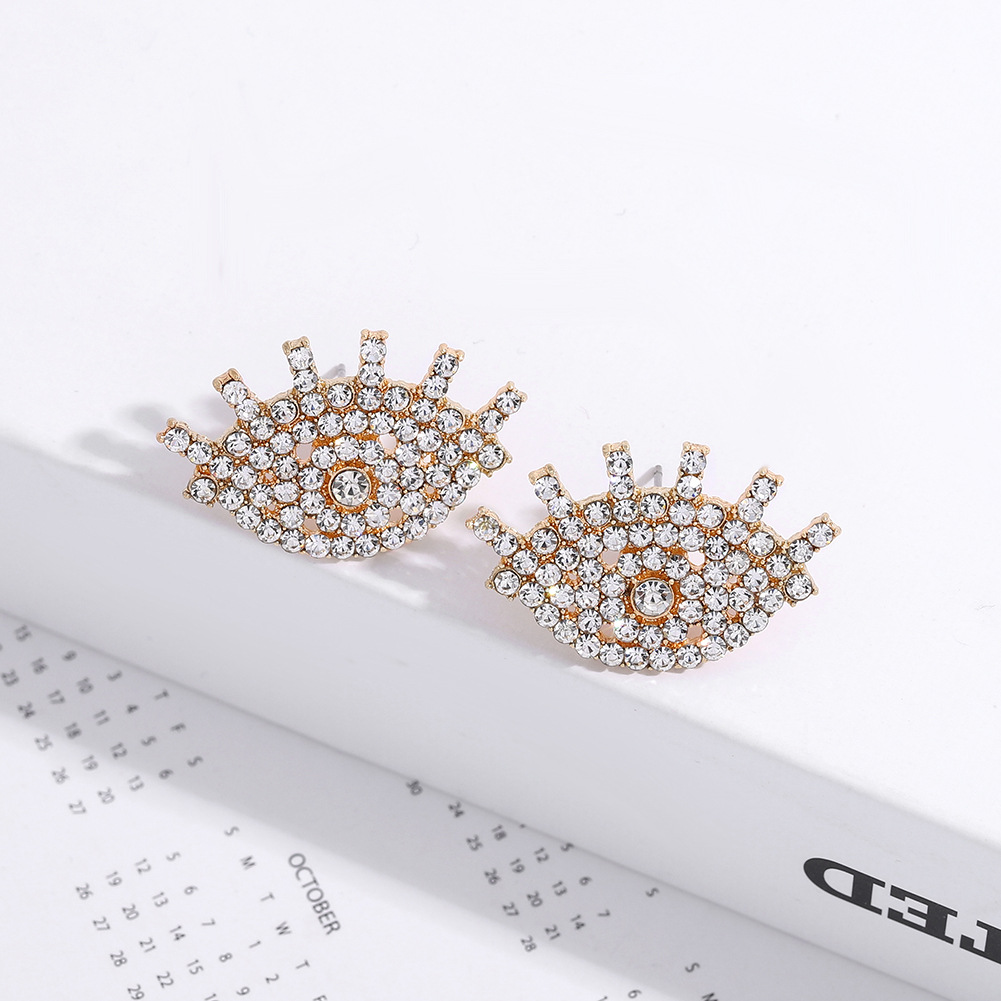 Fashion Diamond Devil Eye Earrings display picture 9