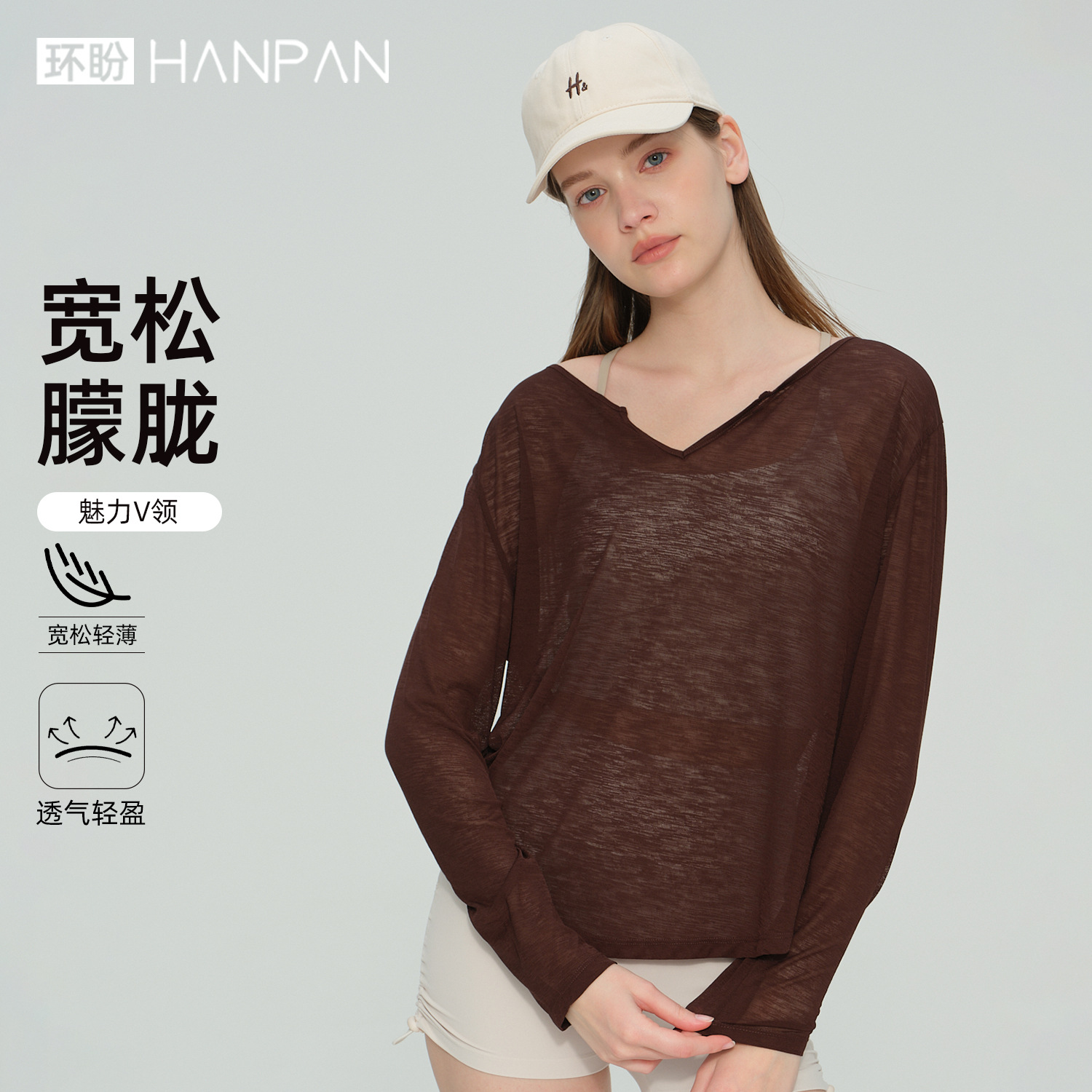 Huipan Yoga Wear Women's Bamboo Yarn Cover-Up Lightweight Breathable Quick-Drying V-Neck Draped Yoga Top Fitness Wear Long Sleeve
