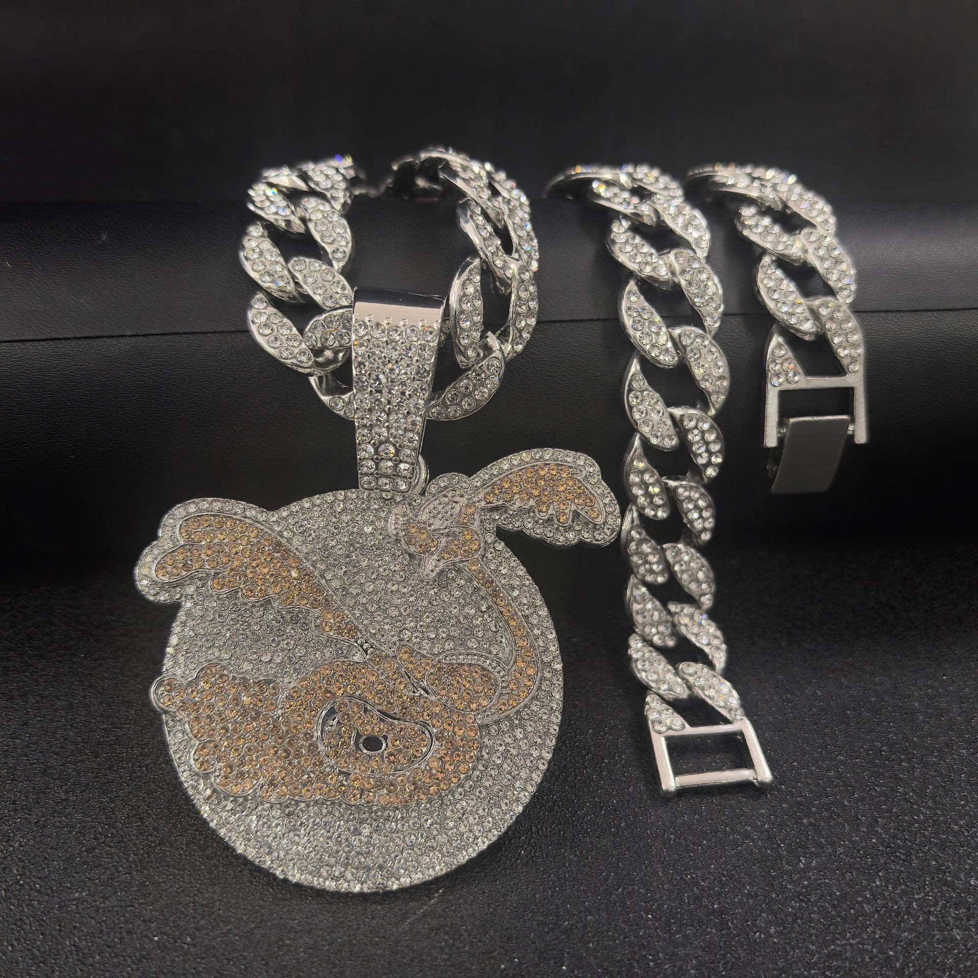 Europa y América Hip Hop cool full diamond swan colgante collar colgante personalidad masculina moda