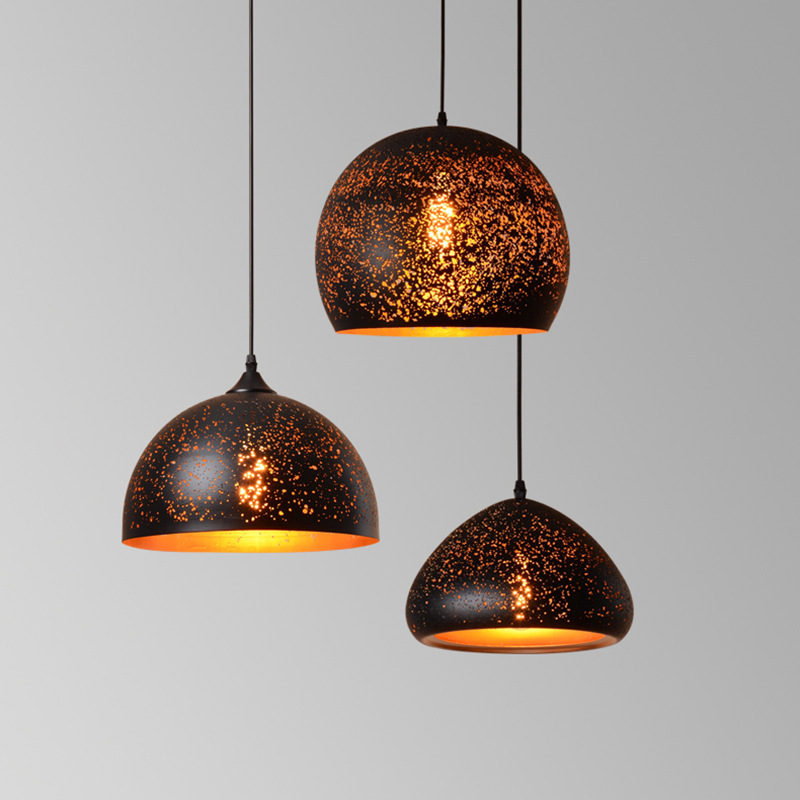 美式復古鐵藝吊燈咖啡廳吧檯單頭燈飾酒吧餐廳工業風鏽蝕鍋蓋燈具