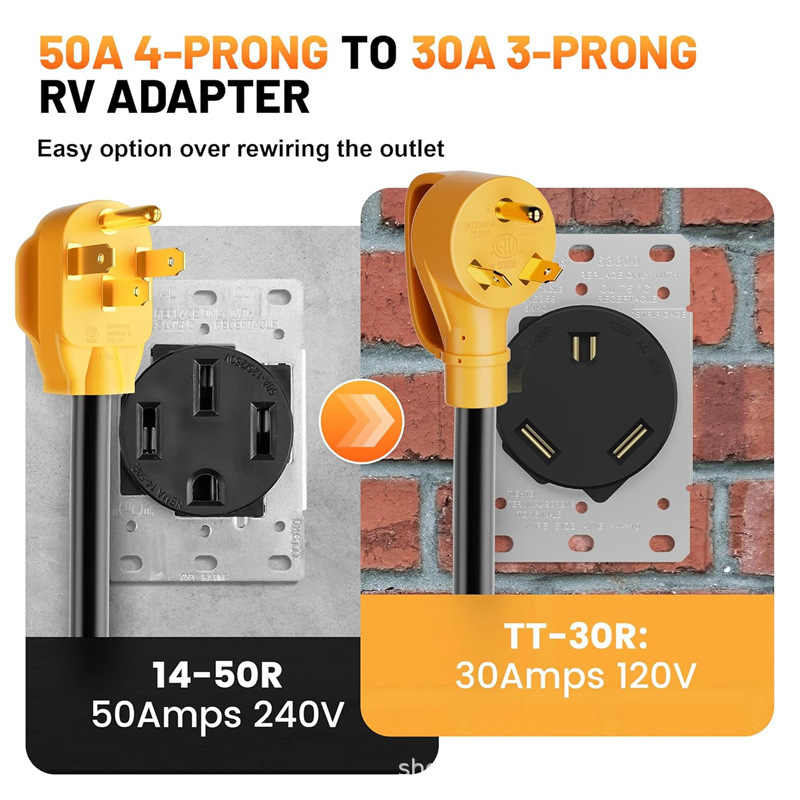 Mecmo 50 Amp to 30 Amp Rv Adapter, Nema 14-50P to Nema Tt-30R Mecmo 50 Amp to 30 Amp Rv Adapter, Nema 14-50P to Nema Tt-30R