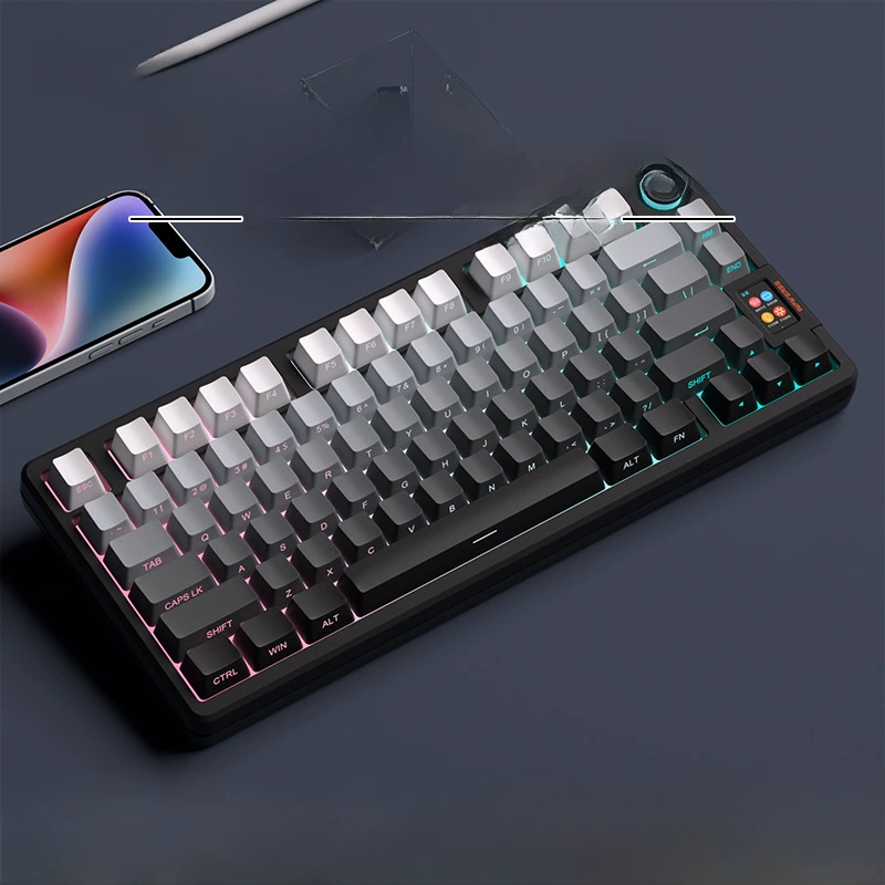 密探 Polar day dust blush fog blue is carved on -side light transmittance keycap Gradient color blue dilateral dye PBT/98