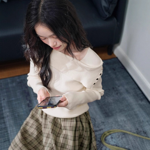 长袖针织衫女2025秋季新款气质内搭打底衫毛衣KSA2508002|undefined
