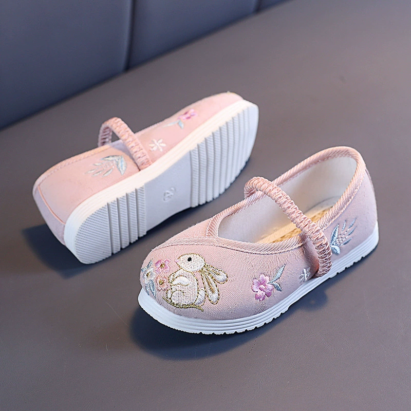 Детская дышащая обувь Hanfu в наличии розовая хлопковая детская Этническая обувь ретро обувь для девочек с вышивкой поколение волос