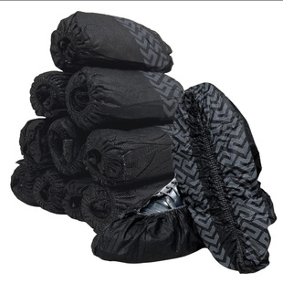 Disposable Shoe Covers Printed Full-Grain Black Non-Woven Anti-Slip Foot Covers Thickeneded Household Indoor Wear-Resistant Breathable Dust-Proof