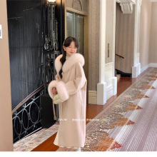 "朝朝暮暮"羊毛双面呢大衣女长款过膝2025年冬季狐狸毛皮草赫本风