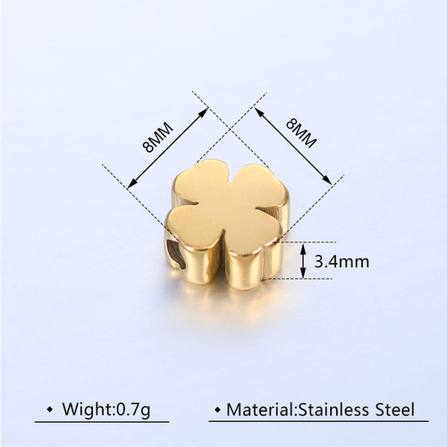 Stainless steel mirror-polished fine grinding lucky four-leaf clover small hole bead accessory DIY pierced bead four-leaf clover pendant