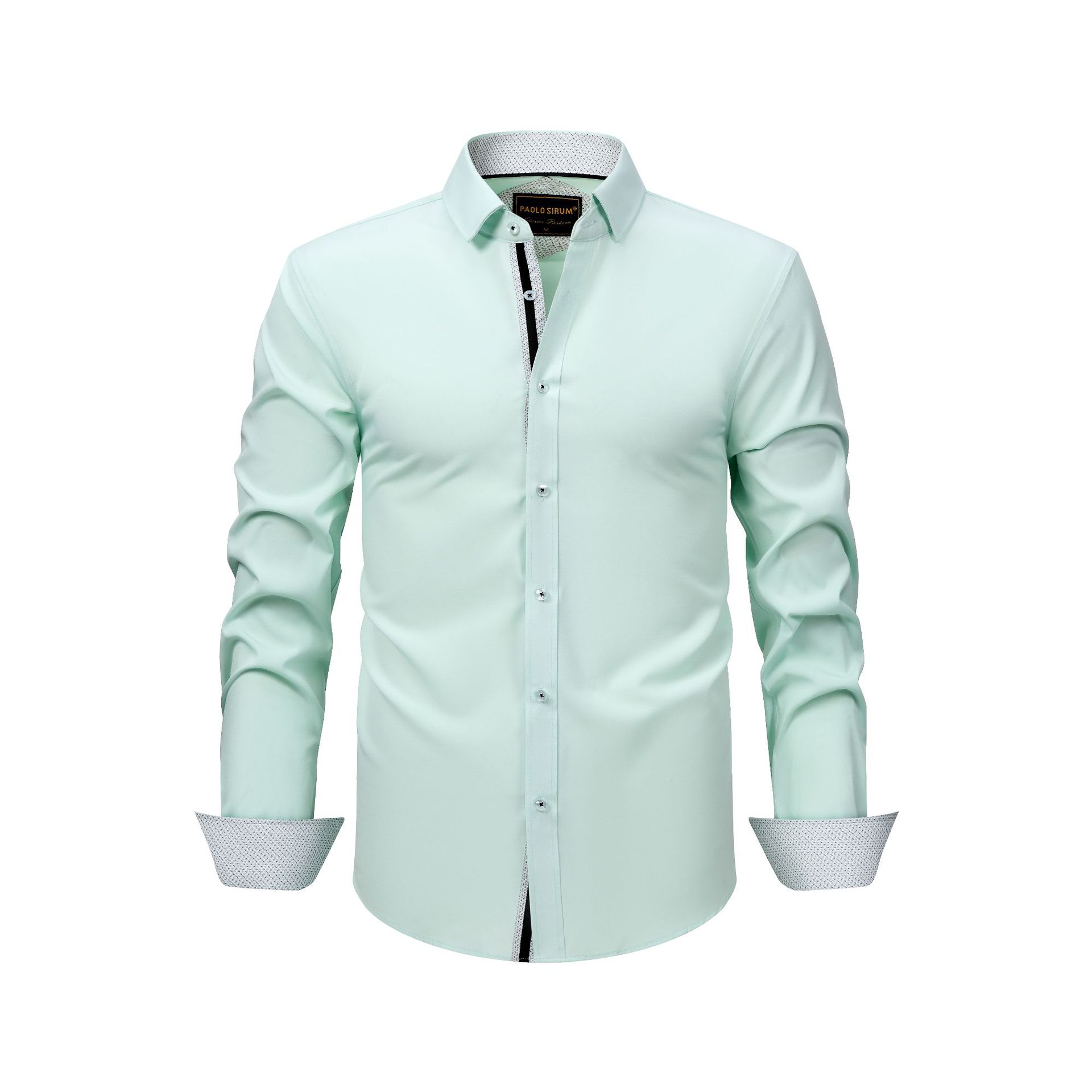 Camicia da uomo a maniche lunghe elasticizzata a quattro lati con risvolto, taglia europea, casual, coordinata, da uomo_voghion.com