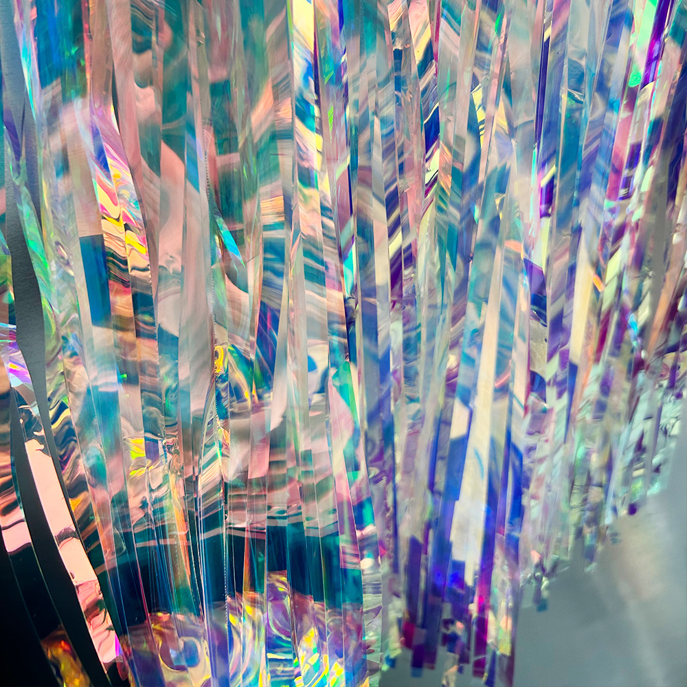 Amazon fiesta cumpleaños boda Fondo decoración de la pared colorida lluvia de seda colorida luz dorada lluvia cortina de seda cinta