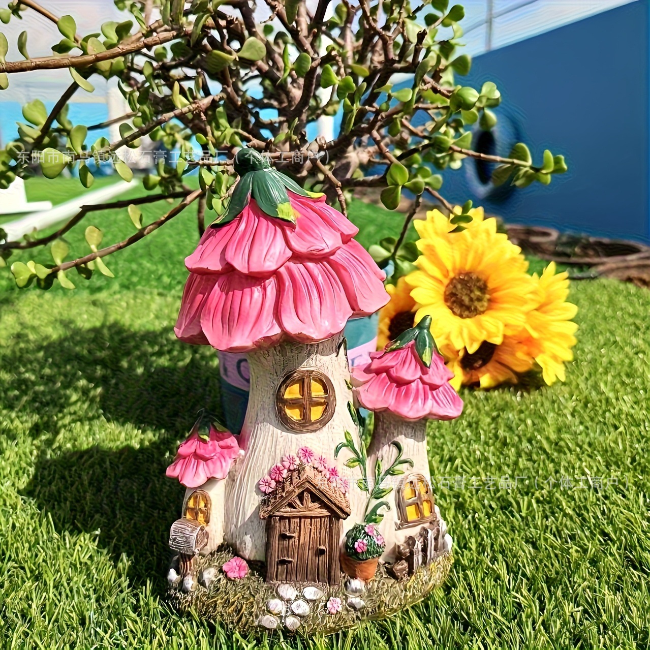 Cross-Border Spot Mushroom House Resin Ornaments Gift Fairy Tale Forest Micro Landscape Balcony Outdoor Garden Courtyard Decoration