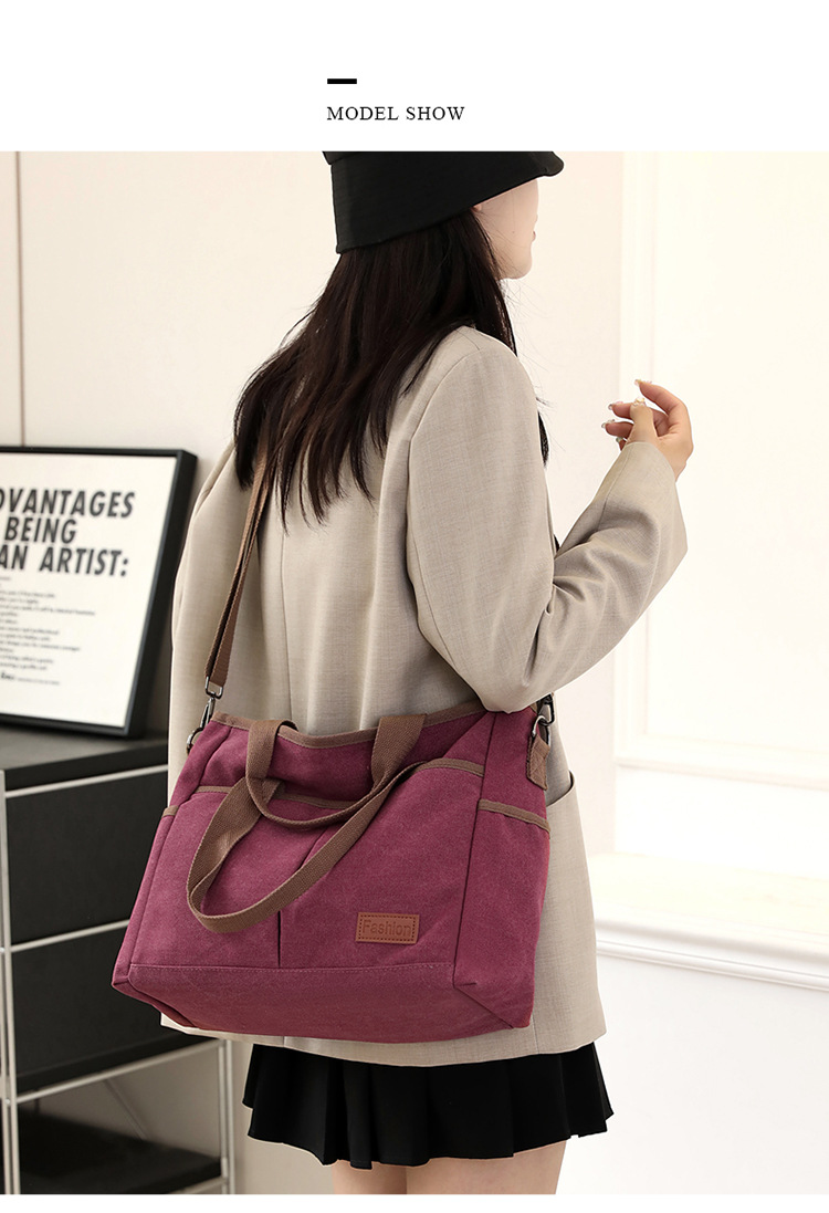 Women's Canvas Shoulder Bag Retro Style Large Capacity Office_voghion.com
