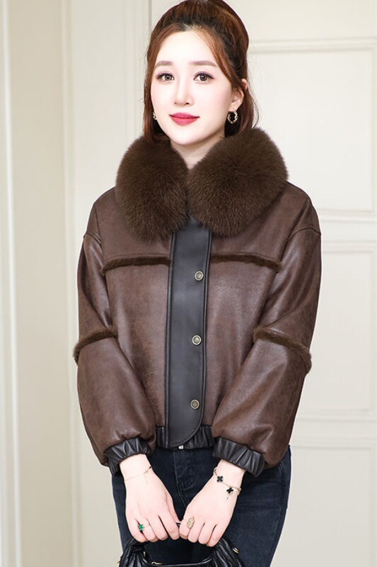 100% Real Fox Fur Genuine Fur One-Piece Rabbit Fur Lining Fashionable Short Jacket Haining Fur New Winter