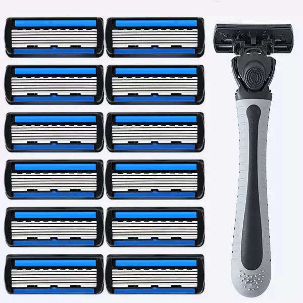 in stock wholesale six-layer razor blade men's old-fashioned manual razor razor 6-layer replacement cutter head cover