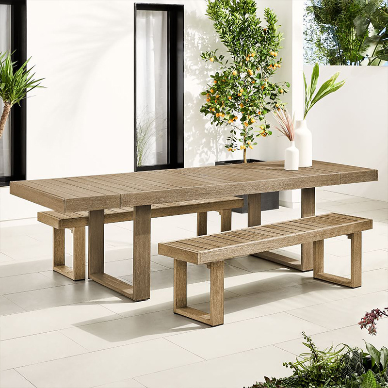 Mesas y sillas para patio exterior, muebles de madera anticorrosivos para jardín y balcón, conjunto de banco anticorrosivo para terraza y villa.