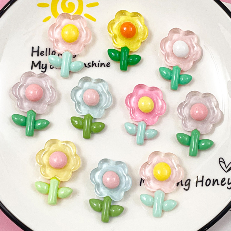 Flor transparente fresca accesorios de resina teléfono móvil shell cargador cubierta protectora accesorios taza agua pegatinas diy accesorios para el cabello material