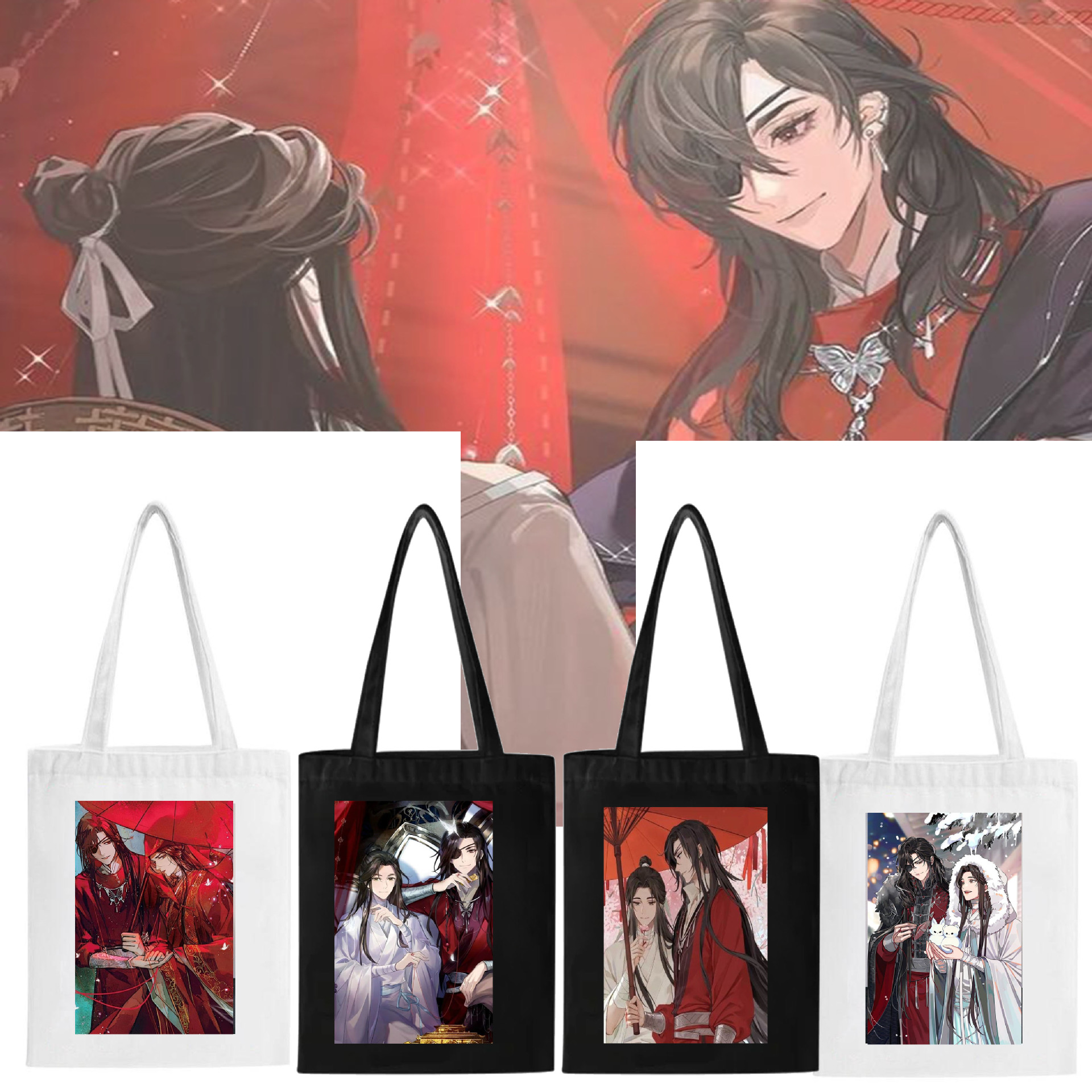 跨境外贸天官赐福周边印花帆布包单肩学生时尚手提袋现货