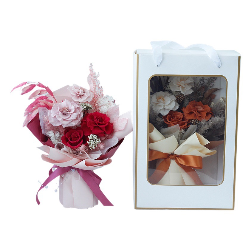 Regalo de San Valentín de Amazon, Mermelada de Ciruela, Rosa, Flor Seca, Ramo de Flores Preservadas de Alta Gama, Producto Terminado, Transfronterizo